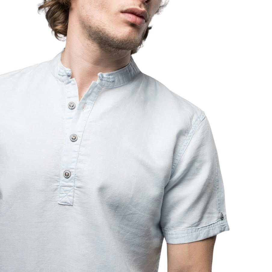 Nipkit Design - Mandarin Collar Linen Blend Shirt