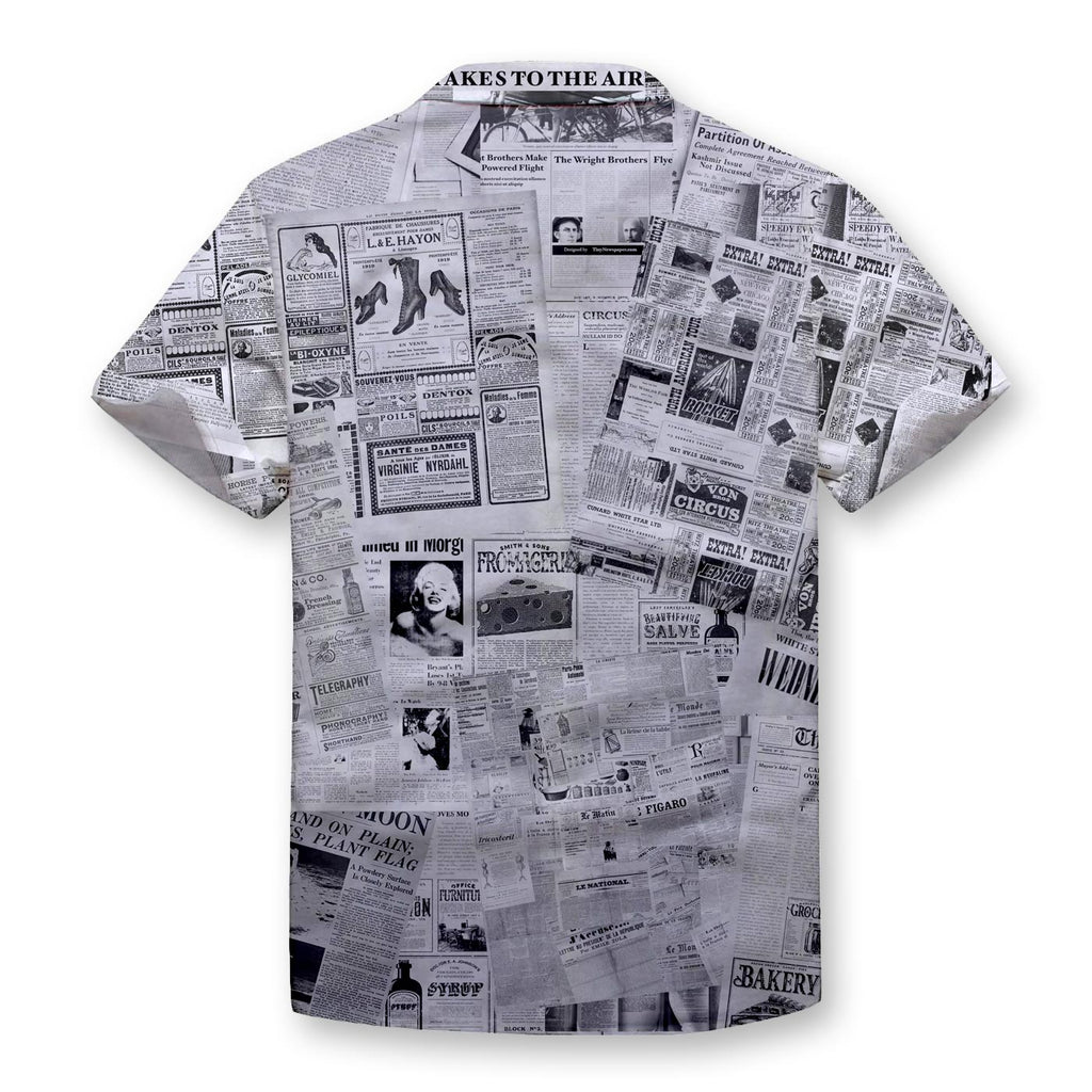 Newspaper Pattern Button Shirt