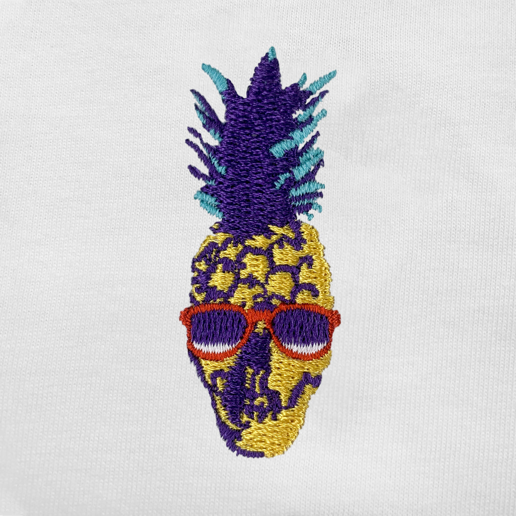 Pineapple Skull Embroidered T-Shirt