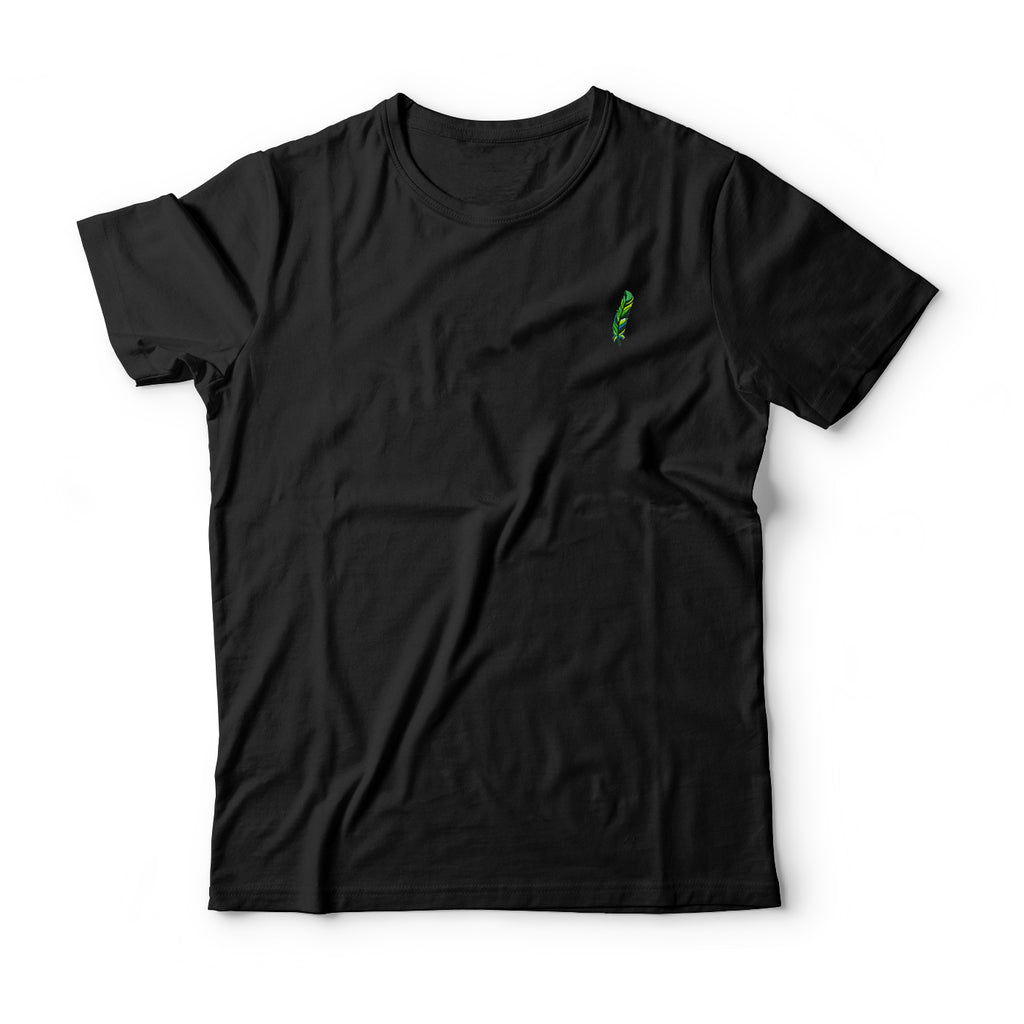 Green Feather Embroidered T-Shirt