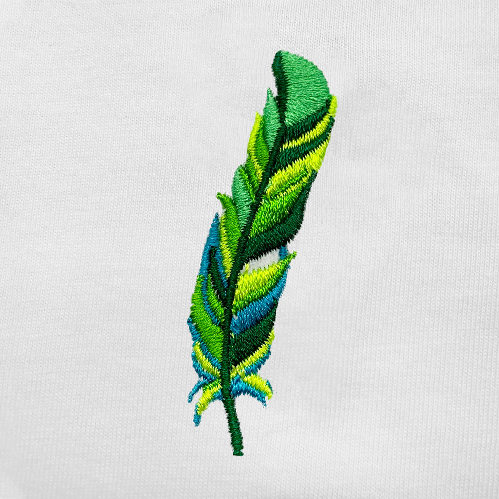 Green Feather Embroidered T-Shirt