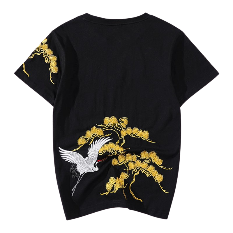 Crane Embroidered T-Shirt