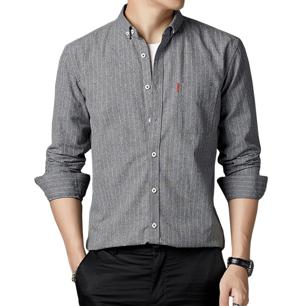 Pinstriped Oxford Button-Down Shirt