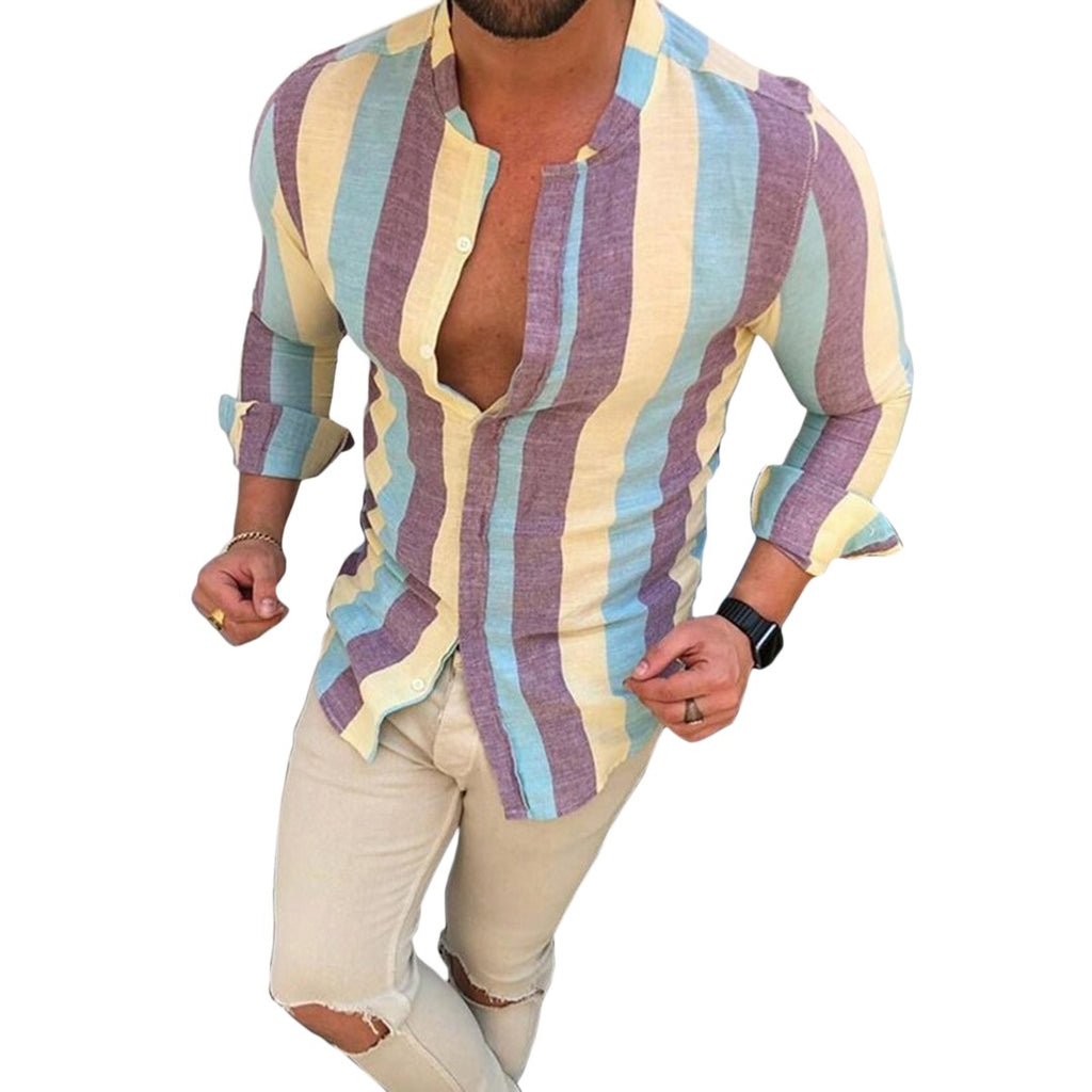 Fashionable Striped Button-Down Shirt